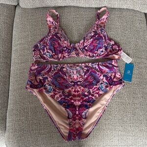 Cupshe Pink and Purple Paisley Bikini
